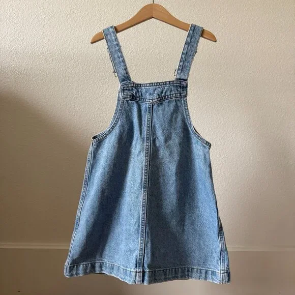 ZARA Girls Denim Overall Dress Light Wash Size 8 Pinafore Jumper Classic Button - Picture 11 of 15